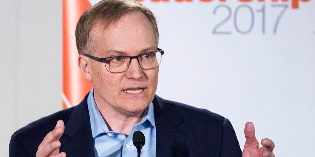 Peter Julian makes a point during an NDP leadership debate in Montreal on March 26, 2017.