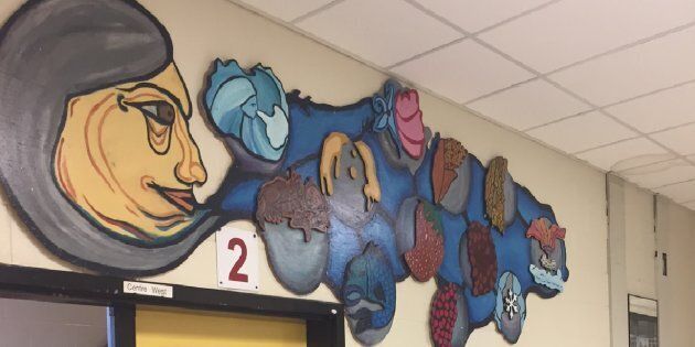 Artwork is seen in the hallway of Eastview Public School.