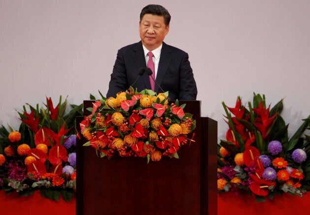 Chinese President Xi Jinping delivers his speech during the 20th anniversary of the city's handover from British to Chinese rule, in Hong Kong, China, July 1, 2017.