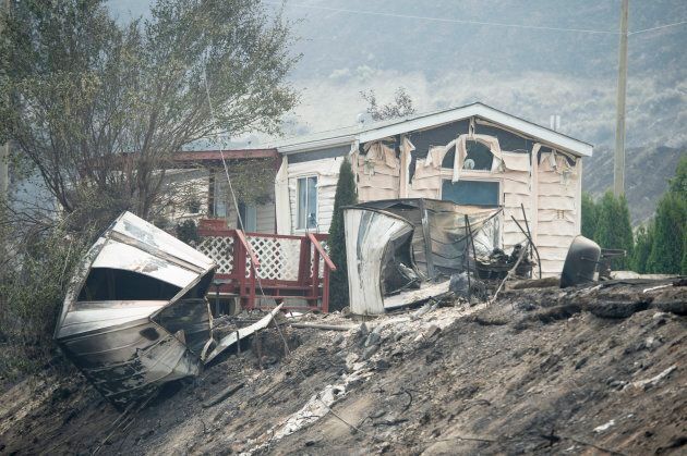 The area of Boston Flats, B.C. is pictured on Tuesday after a wildfire ripped through the area earlier in the week.