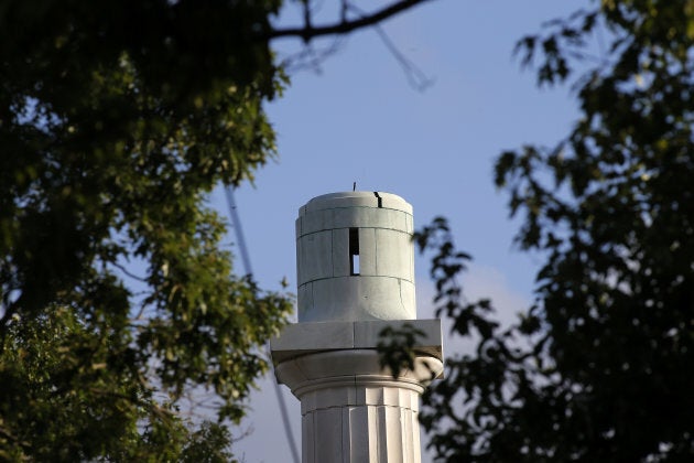 The top of a monument is seen shortly after a statue of Robert E. Lee, who was a general in the Confederate Army, was removed in New Orleans, Louisiana, May 19, 2017.