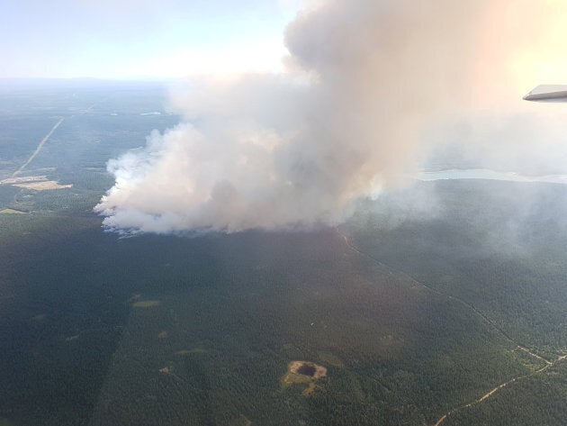 Wildfires seen near 100 Mile House in British Columbia on July 7, 2017.