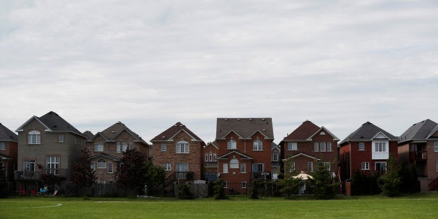 Houses back onto a park in Vaughan, a suburb with an active real estate market, in Toronto, Canada, May 24, 2017.