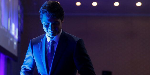 Prime Minister Justin Trudeau leaves the stage after answering questions from Governors at the National Governors Association summer meeting in Providence, R.I. on July 14, 2017.