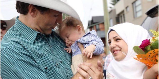 Two-month-old Justin-Trudeau Adam Bilal met his namesake Prime Minister Justin Trudeau on Saturday.