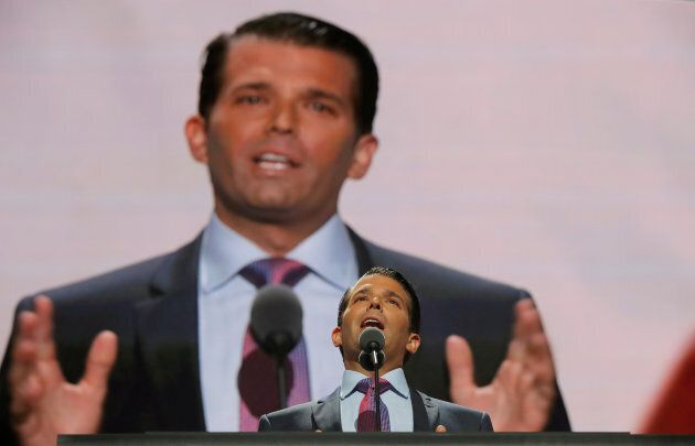 Donald Trump Jr. speaks at the 2016 Republican National Convention in Cleveland, Ohio on July 19, 2016.