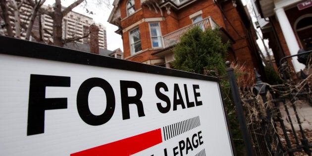 A house for sale in Toronto, April 9, 2009. Home sales in Canada saw their largest drop in seven years as new housing rules in Ontario took a bite out of Greater Toronto's market.