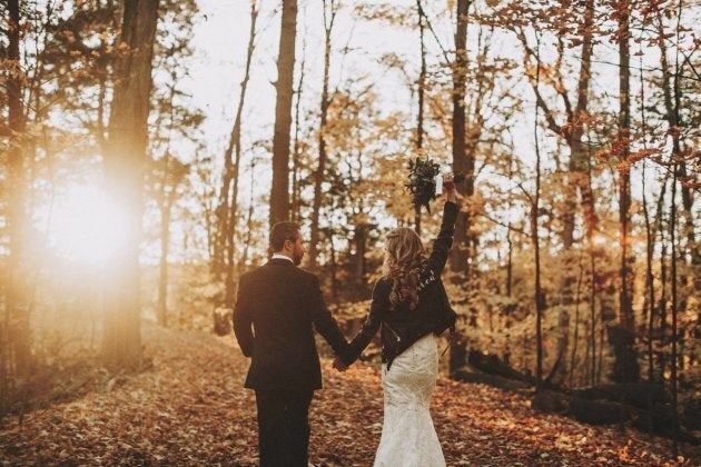 Jordana Halpert and her hubby John on a hike following their wedding ceremony.