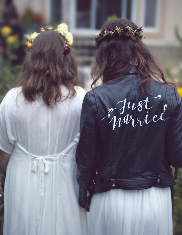 Amanda and Sarah Lake on their wedding day.