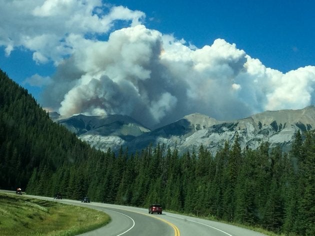 Smoke rises from the Verdant Creek wildfire in Kootenay National Park.