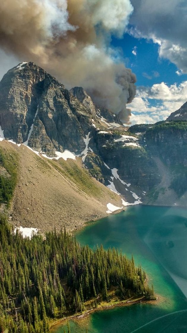 Smoke rises from the Verdant Creek fire in Kootenay National Park.