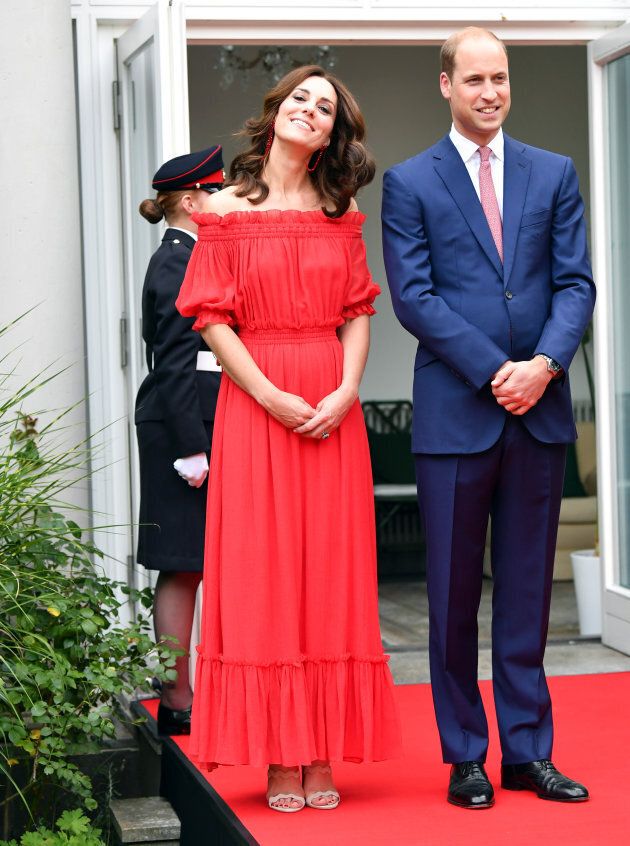 Prince William and Catherine, Duchess of Cambridge arrive at the 'Queen's Birthday Garten Party' in British ambassador's residence in Berlin, July 19, 2017.