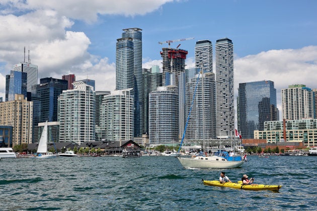 Condo towers on the shore of Lake Ontario in downtown Toronto.