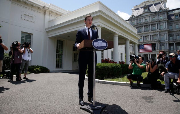 White House Senior Adviser Jared Kushner speaks to members of the White House press following his appearance before a closed session of the Senate Intelligence Committee as part of their probe into Russian meddling in the 2016 U.S. presidential election in Washington, U.S. July 24, 2017.