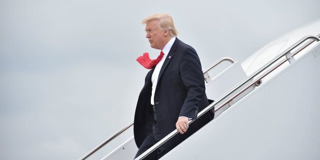 U.S. President Donald Trump arrives at Long Island MacArthur Airport enroute to deliver remarks on law enforcement at Suffolk Community College in Ronkonkoma, N.Y., July 28, 2017.