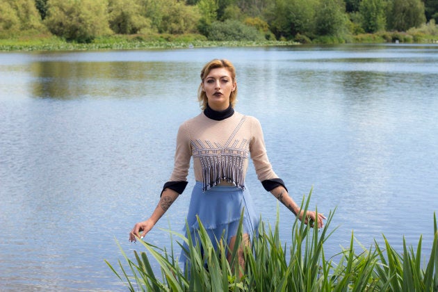 Willow of Family Management wears a look by Metis designer Evan Ducharme, shot by Max Wurzer. Ducharme's latest collection will be showcased at Vancouver Indigenous Fashion Week on July 28.