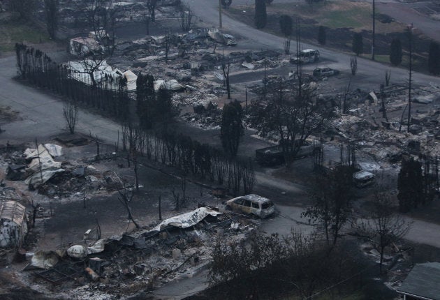 The remains of the Boston Flats trailer park is pictured after being destroyed by a wildfire in Boston Flats, B.C. July 17, 2017.