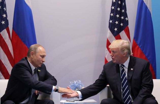 U.S. President Donald Trump shakes hands with Russian President Vladimir Putin during their bilateral meeting at the G20 summit in Hamburg, Germany on July 7, 2017.