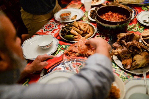 The Egyptian-American Muslim Elhariry family takes part in Iftar dinner during Ramadan in Manalapan, N.J., May 28, 2017.