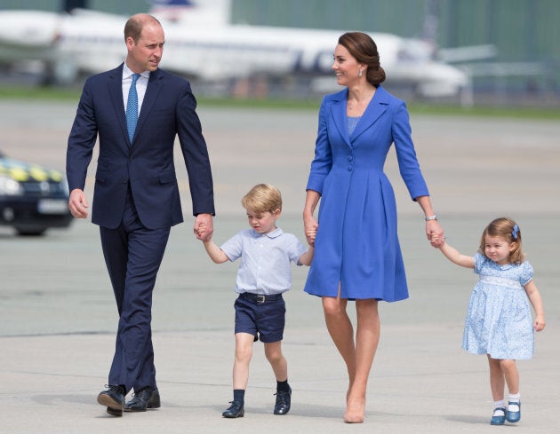 Prince William, Duke of Cambridge and Catherine Duchess of Cambridge with their chlidren in Warsaw, Poland in July. (Photo by Mateusz Wlodarczyk/NurPhoto via Getty Images)