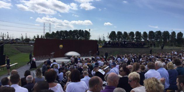 About 2,000 relatives of the victims of MH17 gathered near Amsterdam Airport on July 17, 2017 to remember the 298 passengers and crew who died. The third anniversary of the crash also marked the unveiling of a huge memorial park, where a tree has been planted for each of the victims.