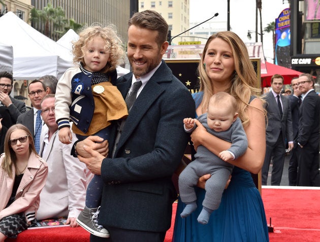 Ryan Reynolds and family at the ceremony honouring him with a Star on the Hollywood Walk of Fame in December 2016. (Photo by Axelle/Bauer-Griffin/FilmMagic)