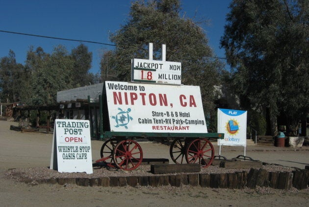 A sign outside Nipton's general store.