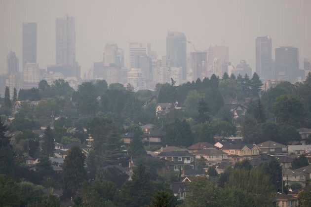 Heavy smoke from wildfires burning in the B.C. interior blankets Vancouver, B.C. on Wednesday, August 2, 2017.