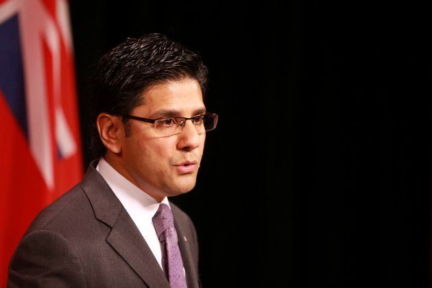 Yasir Naqvi, Ontario's minister of community safety and correctional services, speaks at a news conference at Queen's Park, October 28, 2015.