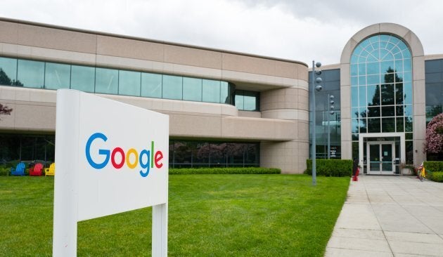 Google signage in front of Building 44, which houses employees working on the Android mobile phone operating system, at the Googleplex, headquarters of Google Inc in the Silicon Valley town of Mountain View, California, April 7.