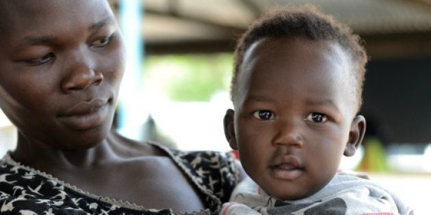 Seven month-old Alex and his mom Rose fled South Sudan for Uganda.