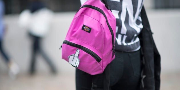 A woman wears a backpack in London on Sept.18, 2016.