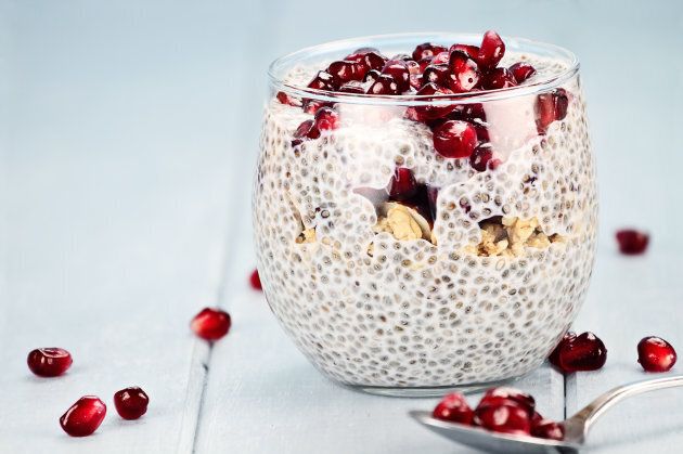 Healthy chia seed parfait for breakfast? Yes, please.