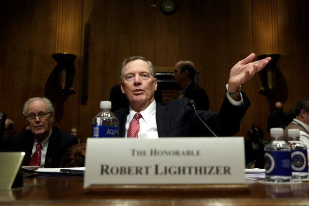 Robert Lighthizer gestures before a Senate Finance Committee confirmation hearing on his nomination to be U.S. trade representative on Capitol Hill in Washington, U.S., March 14, 2017.