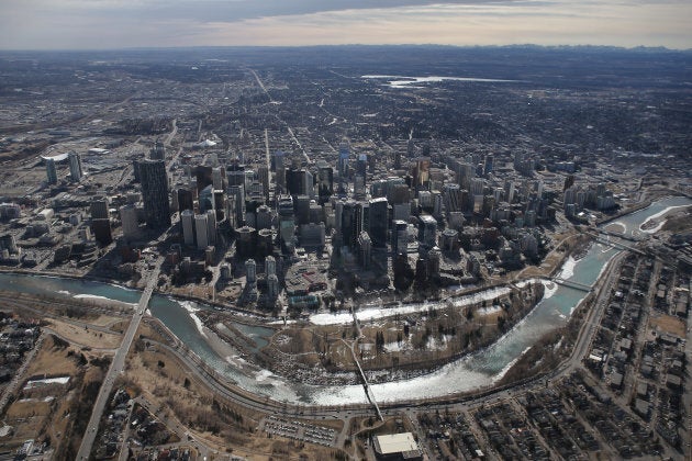 An aerial view of Calgary, the commercial centre of Canada's oil industry. Alberta has seen high unemployment rates since oil prices fell in 2014.