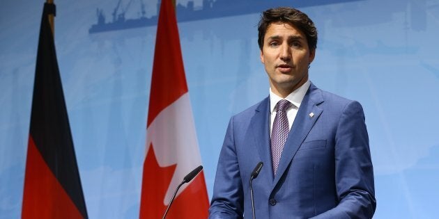 Prime Minister Justin Trudeau holds a press conference at the G20 Summit in Hamburg, Germany on July 8, 2017.