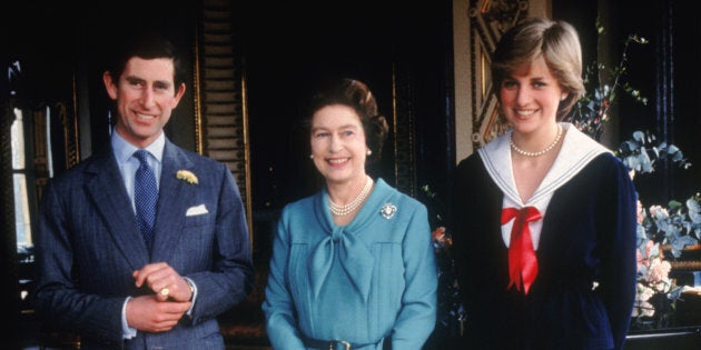 Prince Charles and his fiancee Lady Diana Spencer with Queen Elizabeth II at Buckingham Palace, 7th March 1981. (Photo by Fox Photos/Hulton Archive/Getty Images)