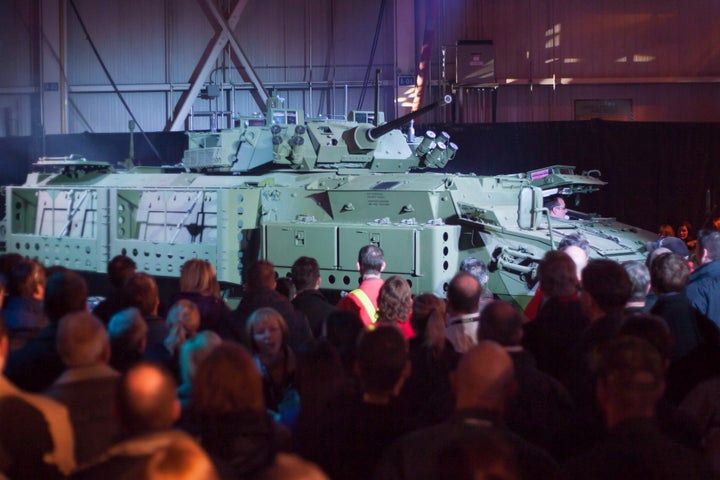 The new upgraded Light Armoured Vehicle is unveiled at a news conference at a General Dynamics facility in London, Ont., on Jan. 24, 2012.