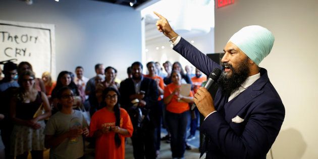 New Democratic Party federal leadership candidate Jagmeet Singh speaks a meet and greet event in Hamilton, Ont., July 17, 2017. Picture taken July 17, 2017.