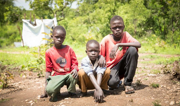 Peter, John, 12 years old, and Richard, eight, also fled South Sudan.