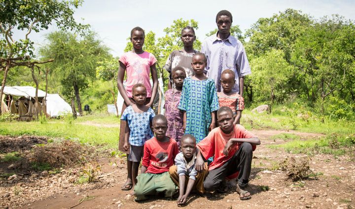 Emanuel, Agnes, their five children and the three brothers they now foster.