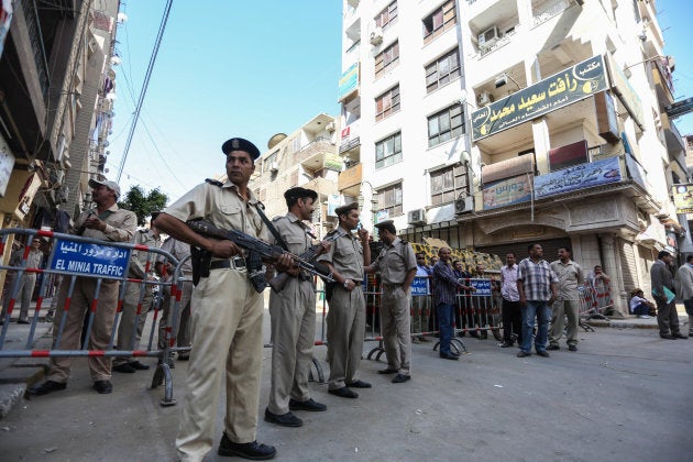 Tightened security measures are taken as an Egyptian court condemns 638 Morsi backers to death in a mass trial in the southern city of Minya, Egypt, April 28, 2014.