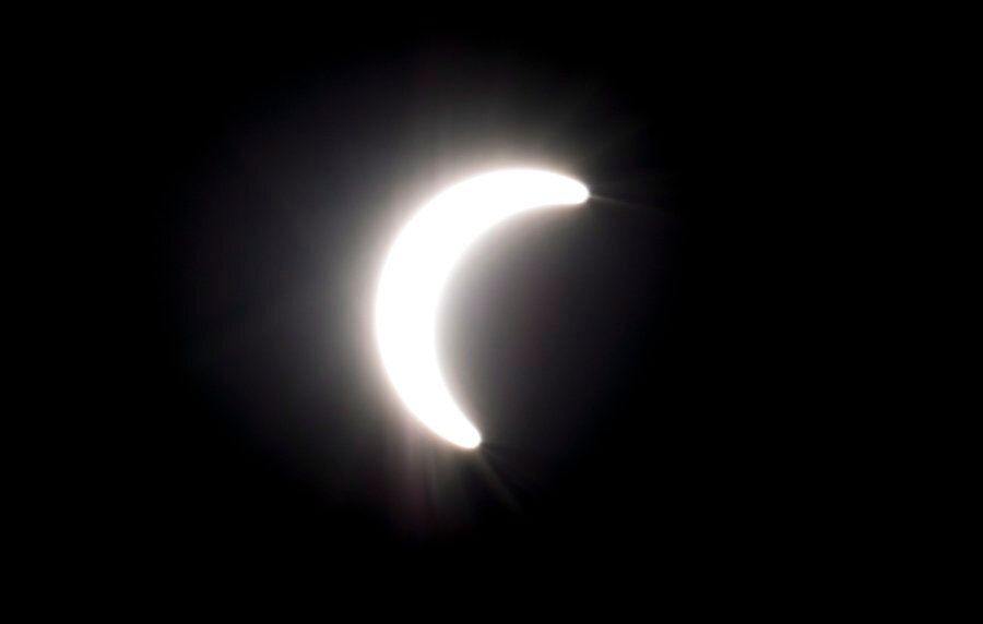 A partial solar eclipse is seen from North Vancouver, B.C. on Aug. 21, 2017.