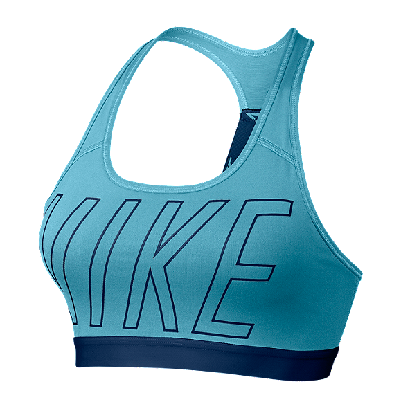 Nike Pro Classic Logo Read Sports Bra , Orange/Blue ($40) ❤ liked