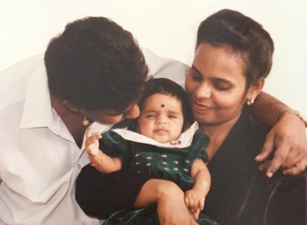 Pradeepan and her parents.