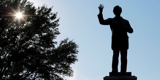 A statue of Jefferson Davis, President of the Confederate States, stands in Memphis Park, formerly named Confederate Park, in Memphis, Tenn., U.S., Aug. 19, 2017.