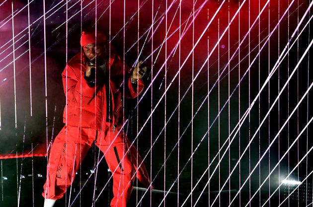 Kendrick Lamar performs onstage during the 2017 MTV Video Music Awards at The Forum on August 27, 2017 in Inglewood, California. (Photo by Kevin Winter/Getty Images)