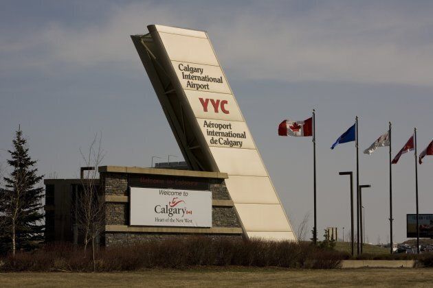 The entrance to Calgary International Airport.