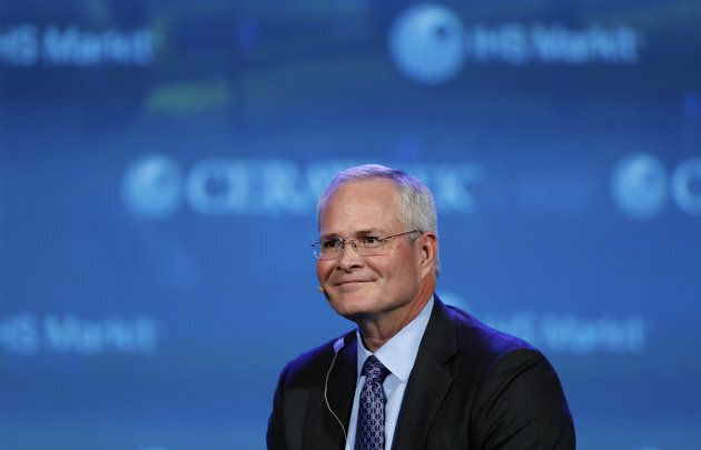 Darren Woods, chairman and chief executive officer of Exxon Mobil Corp., smiles during the 2017 CERAWeek by IHS Markit conference in Houston, Texas, U.S., on Monday, March 6, 2017.