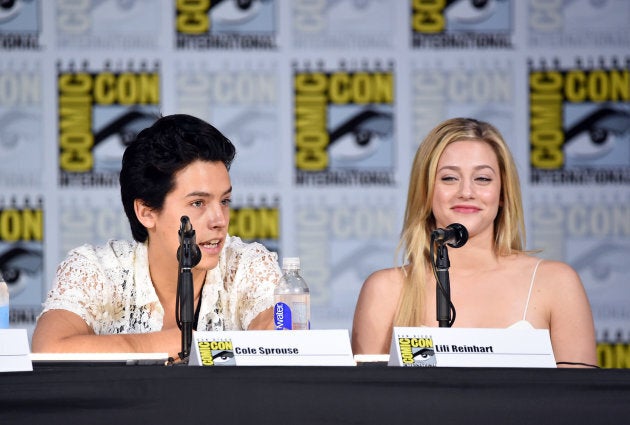 Cole Sprouse and Lili Reinhart attend the "Riverdale" special video presentation and Q+A during Comic-Con International 2017 at the San Diego Convention Center on July 22, 2017.